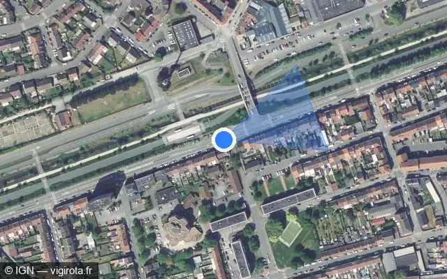 Vue satellite de l'emplacement du radar de feu rouge à Dunkerque