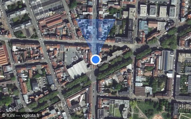 Vue satellite de l'emplacement du radar de feu rouge à Lille