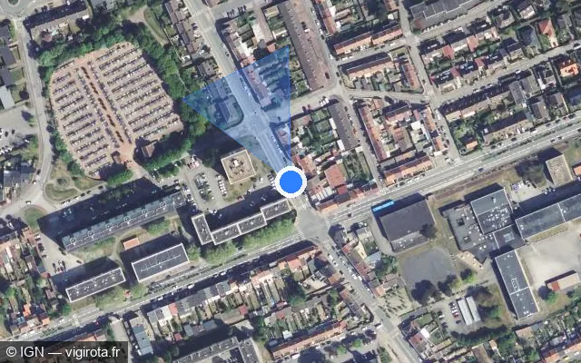 Vue satellite de l'emplacement du radar de feu rouge à Leffrinckoucke