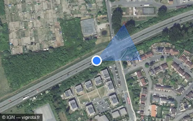 Vue satellite de l'emplacement du radar de feu rouge à Grande-Synthe