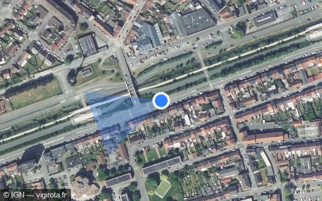 Vue satellite de l'emplacement du radar de feu rouge à Dunkerque