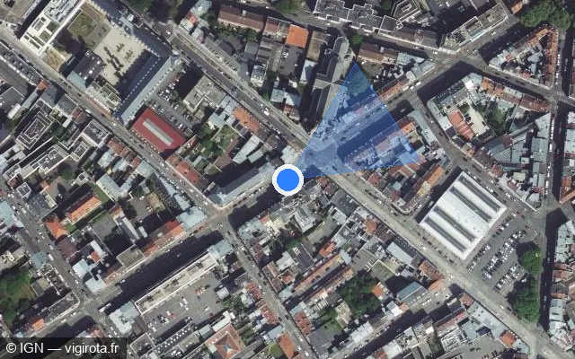 Vue satellite de l'emplacement du radar de feu rouge à Lille