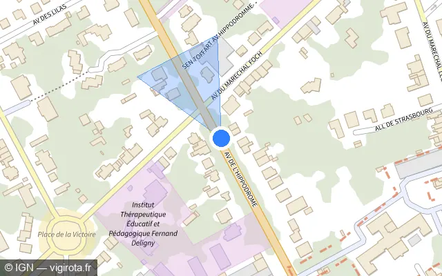 Vue plan de l'emplacement du radar de feu rouge à Lambersart