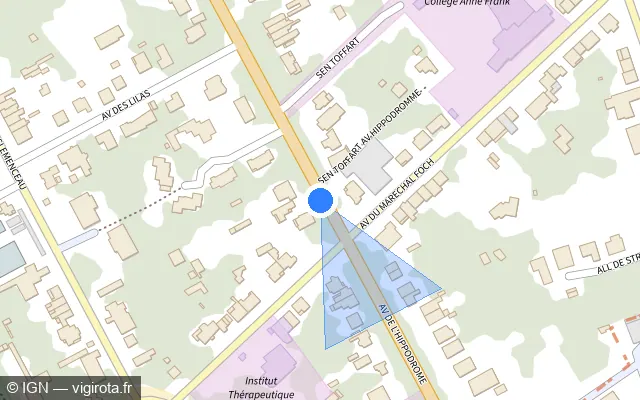 Vue plan de l'emplacement du radar de feu rouge à Lambersart