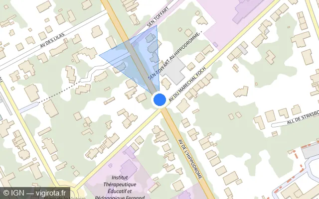 Vue plan de l'emplacement du radar de feu rouge à Lambersart
