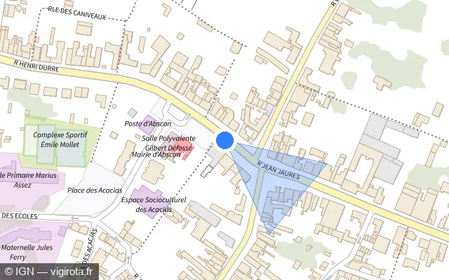 Vue plan de l'emplacement du radar de feu rouge à Abscon