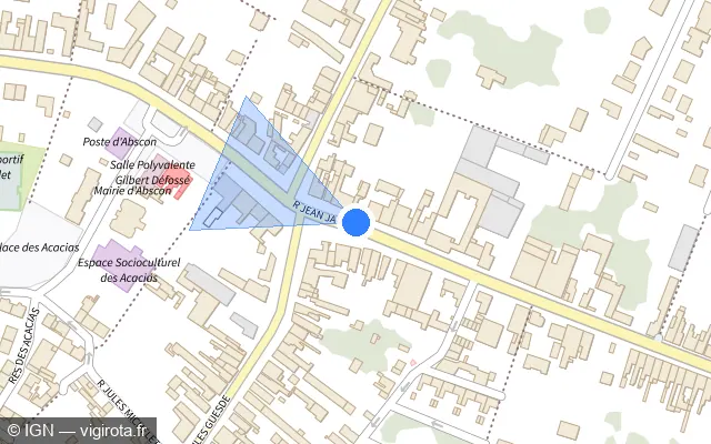 Vue plan de l'emplacement du radar de feu rouge à Abscon