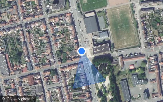 Vue satellite de l'emplacement du radar de feu rouge à Dunkerque