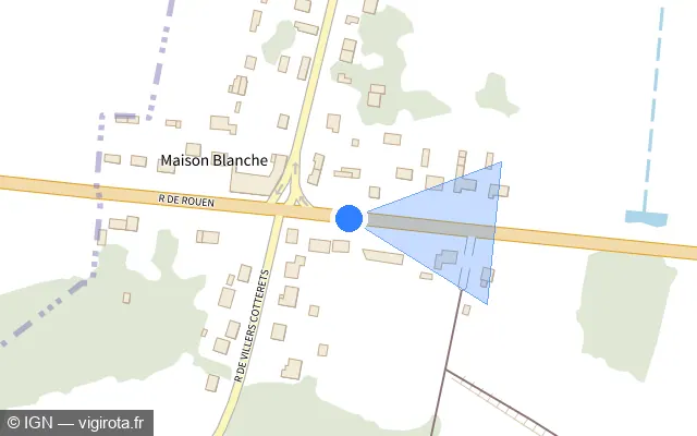 Vue plan de l'emplacement du radar de feu rouge à Couloisy