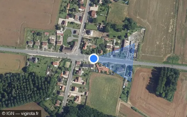 Vue satellite de l'emplacement du radar de feu rouge à Couloisy
