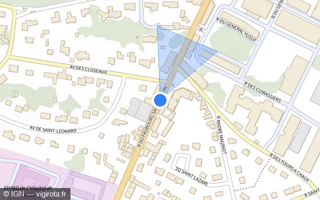 Vue plan de l'emplacement du radar de feu rouge à Senlis