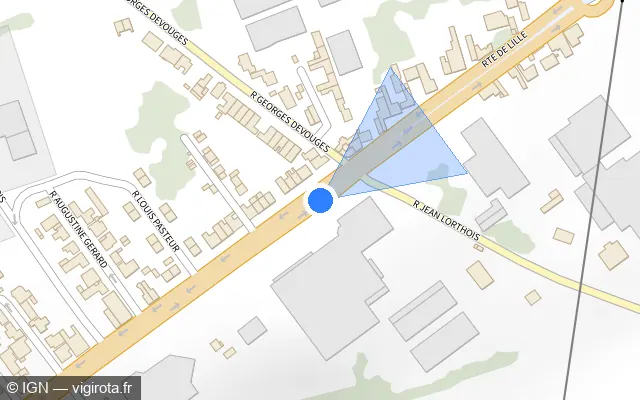 Vue plan de l'emplacement du radar de feu rouge à Loison-sous-Lens