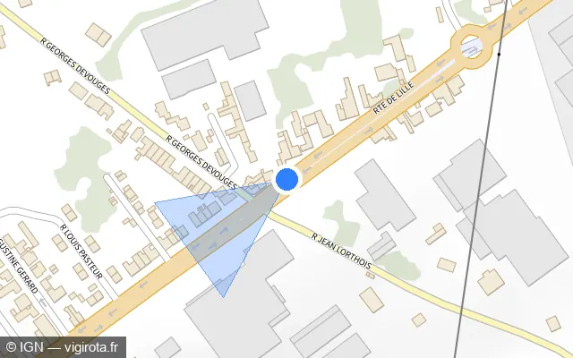 Vue plan de l'emplacement du radar de feu rouge à Loison-sous-Lens