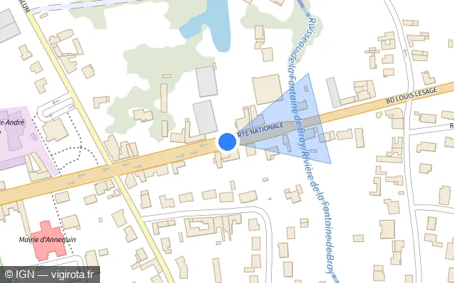 Vue plan de l'emplacement du radar de feu rouge à Cambrin