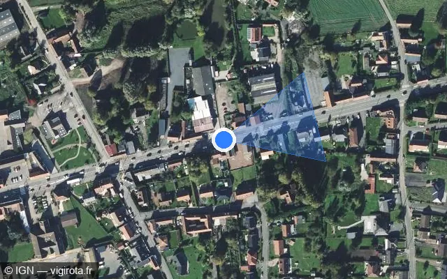 Vue satellite de l'emplacement du radar de feu rouge à Cambrin
