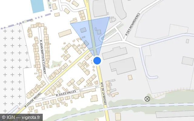 Vue plan de l'emplacement du radar de feu rouge à Lens