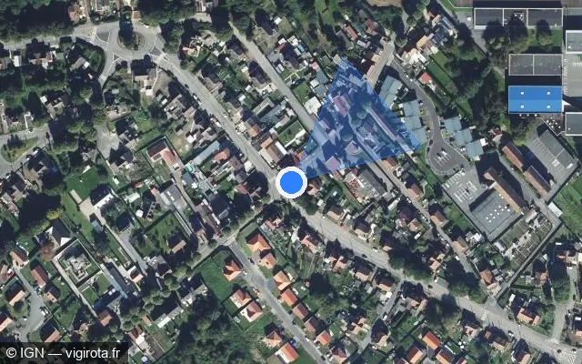 Vue satellite de l'emplacement du radar de feu rouge à Montigny-en-Gohelle