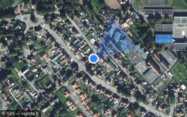 Vue satellite de l'emplacement du radar de feu rouge à Montigny-en-Gohelle