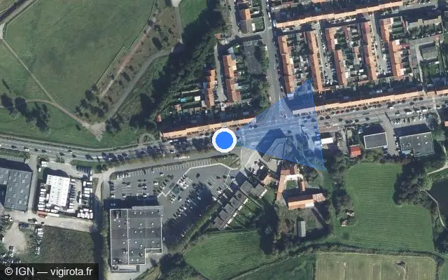 Vue satellite de l'emplacement du radar de feu rouge à Coquelles