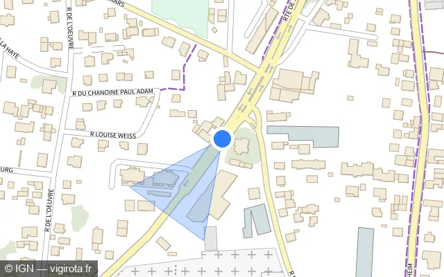Vue plan de l'emplacement du radar de feu rouge à Sélestat