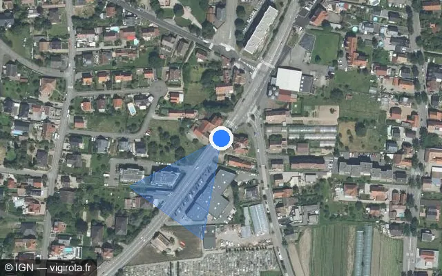 Vue satellite de l'emplacement du radar de feu rouge à Sélestat