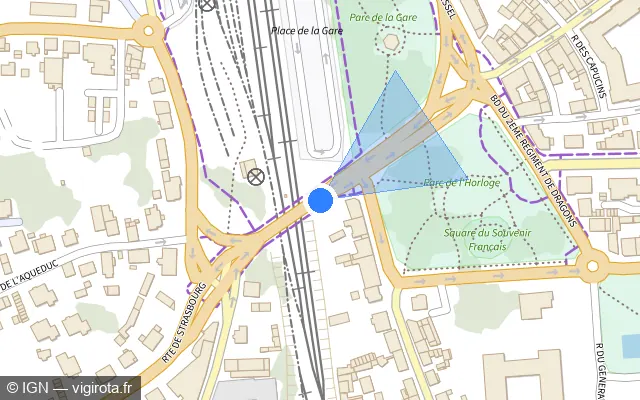 Vue plan de l'emplacement du radar de feu rouge à Schweighouse-sur-Moder