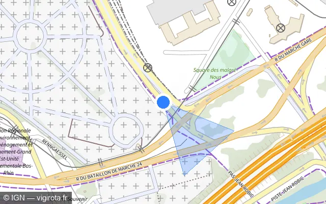 Vue plan de l'emplacement du radar de feu rouge à Schiltigheim
