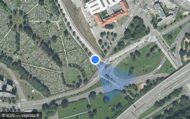 Vue satellite de l'emplacement du radar de feu rouge à Schiltigheim