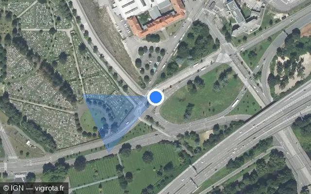Vue satellite de l'emplacement du radar de feu rouge à Schiltigheim
