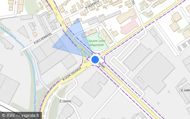 Vue plan de l'emplacement du radar de feu rouge à Mulhouse