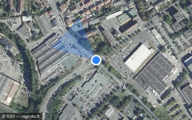 Vue satellite de l'emplacement du radar de feu rouge à Mulhouse