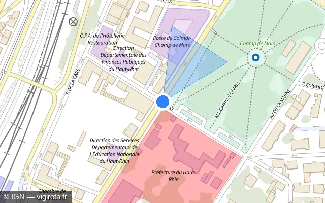 Vue plan de l'emplacement du radar de feu rouge à Horbourg-Wihr