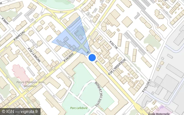 Vue plan de l'emplacement du radar de feu rouge à Mulhouse