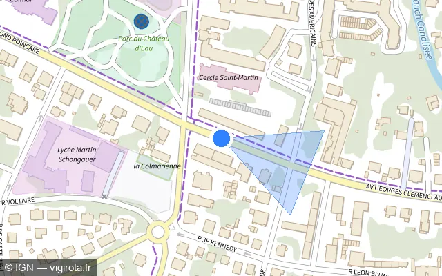 Vue plan de l'emplacement du radar de feu rouge à Horbourg-Wihr