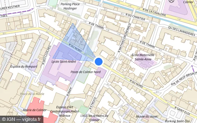 Vue plan de l'emplacement du radar de feu rouge à Horbourg-Wihr