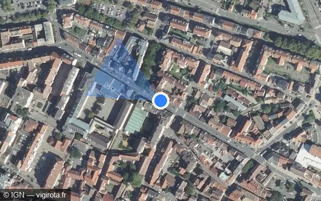 Vue satellite de l'emplacement du radar de feu rouge à Horbourg-Wihr