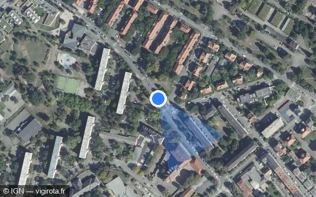 Vue satellite de l'emplacement du radar de feu rouge à Mulhouse