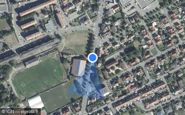Vue satellite de l'emplacement du radar de feu rouge à Mulhouse