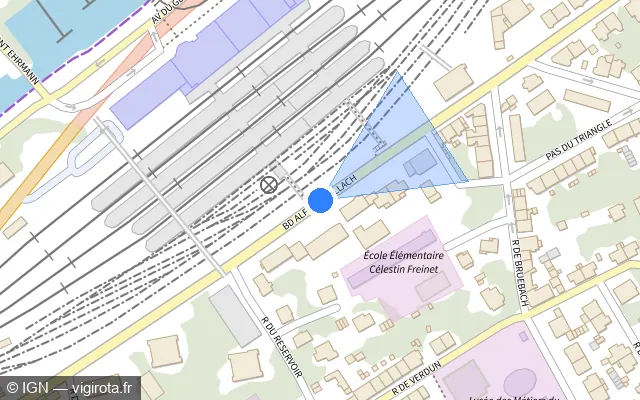Vue plan de l'emplacement du radar de feu rouge à Riedisheim