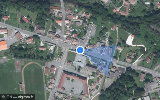 Vue satellite de l'emplacement du radar de feu rouge à Ronchamp