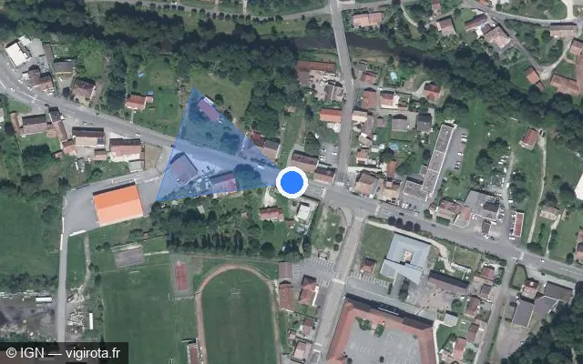 Vue satellite de l'emplacement du radar de feu rouge à Ronchamp