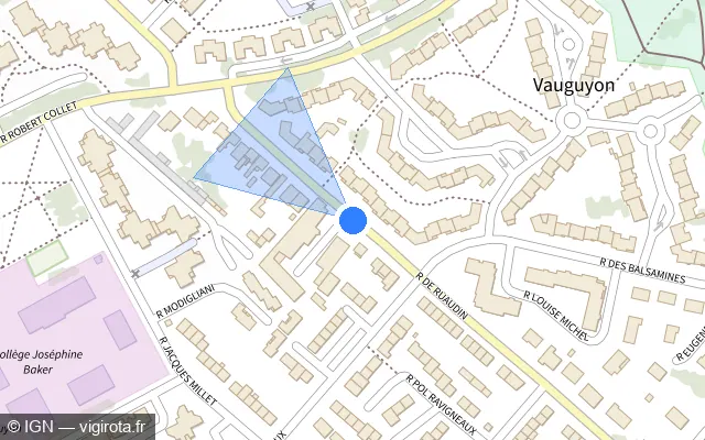 Vue plan de l'emplacement du radar de feu rouge à Le Mans