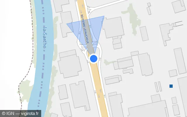 Vue plan de l'emplacement du radar de feu rouge à Allonnes