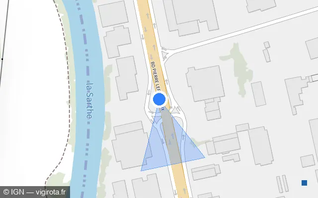 Vue plan de l'emplacement du radar de feu rouge à Allonnes