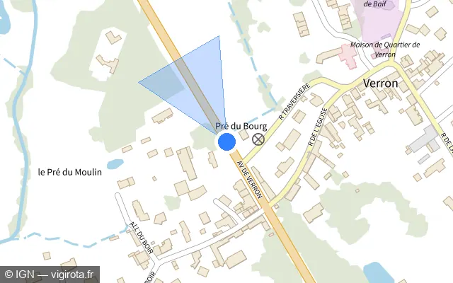 Vue plan de l'emplacement du radar de feu rouge à Villaines-sous-Malicorne