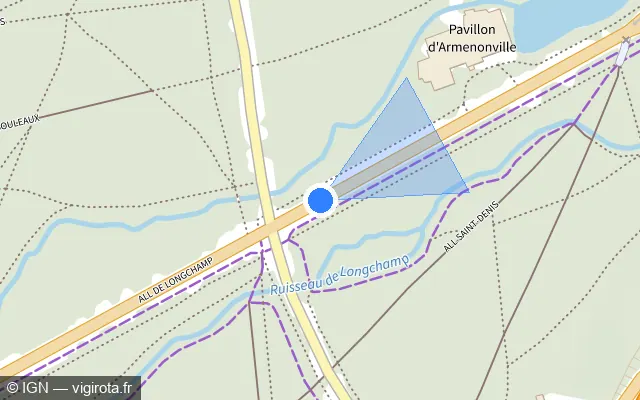 Vue plan de l'emplacement du radar de feu rouge à Neuilly-sur-Seine