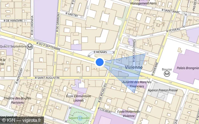 Vue plan de l'emplacement du radar de feu rouge à Paris