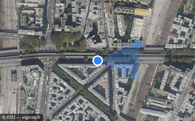 Vue satellite de l'emplacement du radar de feu rouge à Paris
