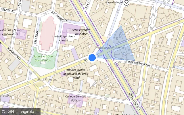 Vue plan de l'emplacement du radar de feu rouge à Paris