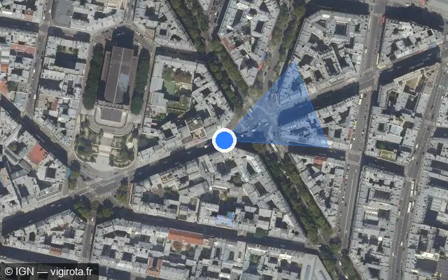 Vue satellite de l'emplacement du radar de feu rouge à Paris